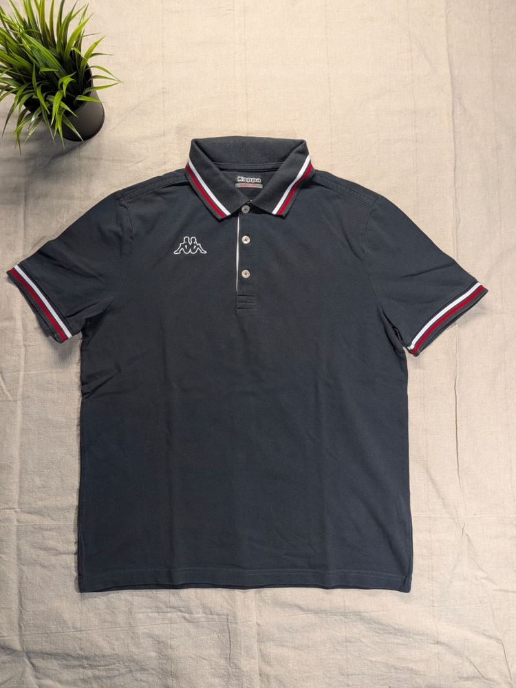 Kappa Polo Shirt Black Red White Collar